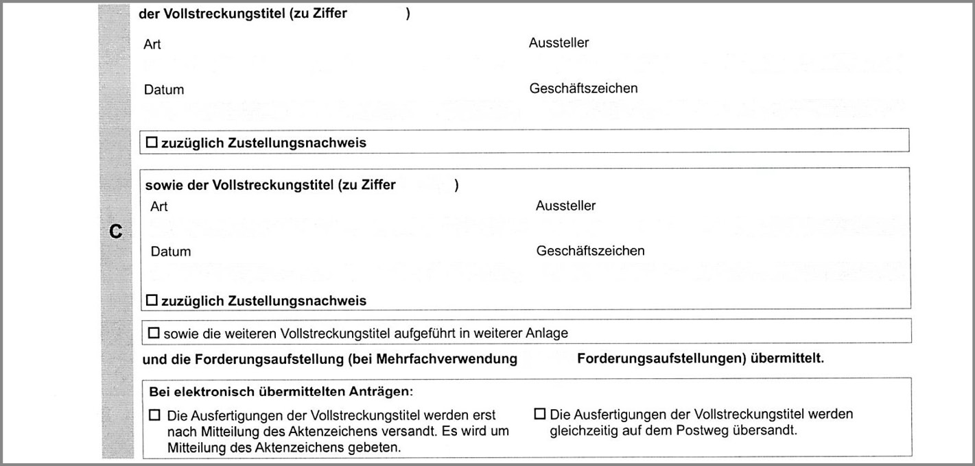 Der Auftrag an den Gerichtsvollzieher das neue Formular