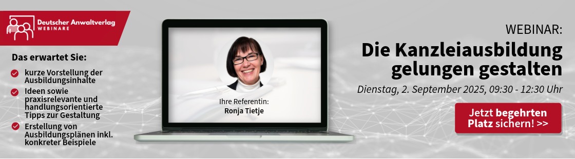 Die Kanzleiausbildung gelungen gestalten (02.09.2025)