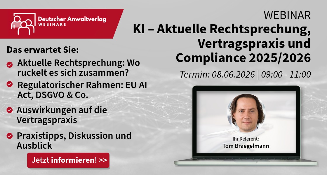 KI – Aktuelle Rechtsprechung, Vertragspraxis und Compliance 2025/2026