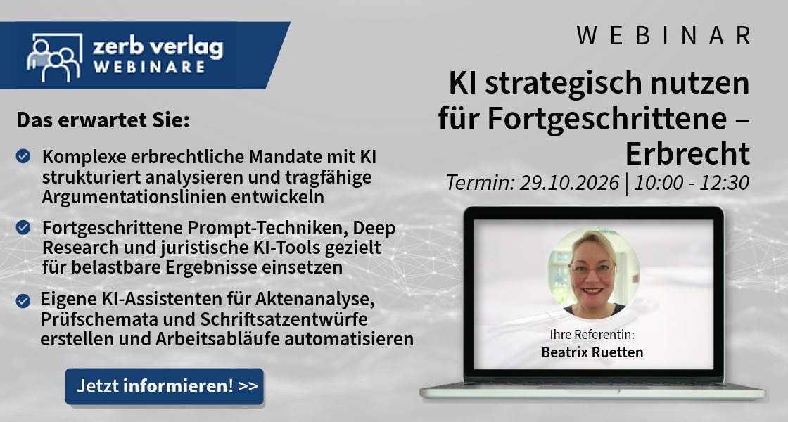 KI strategisch nutzen für Fortgeschrittene – Erbrecht (DVEV) (29.10.2026)